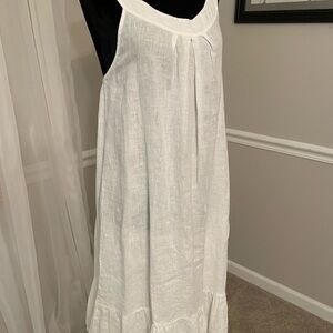 White semi sheer Linen Crochet Women's Swim Coverup